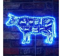ADVPRO Cow Beef Meat Chart Butchery Shop RGB Dynamic Glam LED Sign - Cut-to-Edge Shape - Smart 3D Wall Decoration - Multicolor Dynamic Signage st06s66-fnd-i0257-c