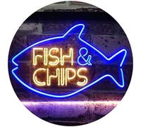 ADVPRO Fish & Chips Fast Food Open Display Dual Color LED Neon Sign Blue & Yellow 600 x 400mm st6s64-i3155-by