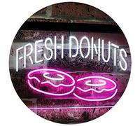 ADVPRO Fresh Donuts Home Décor Dual Color LED Neon Sign White & Purple 400 x 300mm st6s43-i2072-wp