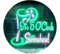 ADVPRO It's 5 O'clock Somewhere Bar Illuminated Dual Color LED Neon Sign White & Green 300 x 210mm st6s32-i0560-wg