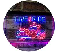 ADVPRO Live to Ride Motorcycle Motorbike Garage Man Cave Dual Color LED Neon Sign Blue & Red 400mm x 300mm st6s43-i2642-br