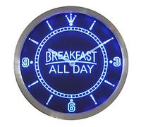 ADVPRO nc0301-b Breakfast All Day Cafe Restaurant Neon Sign LED Wall Clock
