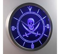 ADVPRO nc0452-b Pirates Skull Head Bar Pub Beer Neon Sign LED Wall Clock