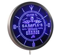 ADVPRO ncqu-tm Personalized Name Biker's Skull Garage Motorcycle Neon Sign LED Wall Clock