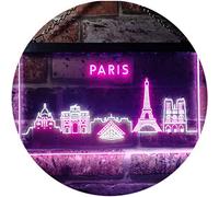 ADVPRO Paris City Skyline Silhouette Dual Color LED Neon Sign White & Purple 300 x 210mm st6s32-i3276-wp