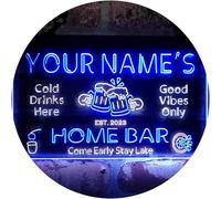 ADVPRO Personalized Your Name Custom Home Bar Beer Established Year Dual Color LED Neon Sign White & Blue 600mm x 400mm st6s64-p1-tm-wb
