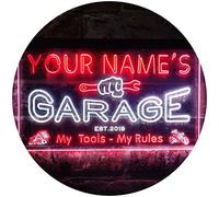 ADVPRO Personalized Your Name Est Year Theme Garage Man Cave Deco Dual Color LED Neon Sign White & Red 600 x 400mm st6s64-pp1-tm-wr