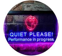 ADVPRO Recording Quiet Please Performance in Progress Dual Color LED Neon Sign Red & Blue 300 x 210mm st6s32-i0106-rb