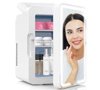 Advwin 12L Mini Skincare Fridge with Dimmable LED Light Mirror, Makeup Fridge for Cooler and Warmer, Cosmetics, Beauty, Food and Beverage,