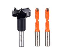 ADWAN Hinge Boring Drill Bit Set 3PCS, 1x 35mm Forstner Bit & 2x8mm Brad Point Bits, 70mm Total Length, Tungsten Carbide Tipped, Replacement Parts for Hinge Boring Machine & Woodworking Drill Press