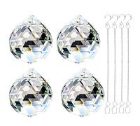 Adwikoso 4Pcs 40mm Crystal Ball Prism Pendant Glass Chandelier Hanging Crystals for Windows, Suncatchers for Windows, Feng Shui Suncatcher Wedding Home Window Décor (40mm, 4)