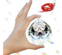 Adwikoso Crystal Ball Prism Pendant Glass Chandelier Hanging Pendant Feng Shui Suncatcher Wedding Home Window Décor (80mm)