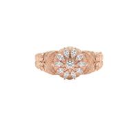 Adwitiya Collection Rose Gold-Plated Floral Bangle Bracelet with CZ Stones