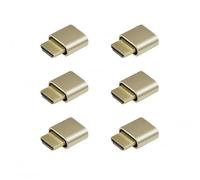 Adwits 6-Pack 4K 2K 1080P 30Hz to 60Hz Support HDMI Display Emulator DDC EDID Headless Ghost Monitor Adapter Dummy Plug, New Version Highest 4096x2160@60Hz in Gold Color