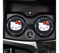 AdwOa 2Pcs Suit of Car Cup Holder Coasters, 2.75-Inch Car Interior Accessories, Hello Kitty Bling Cup Holder Insert Durable Non Slip Silicone Mat for All Vehicles,Blue diamond