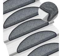 ADWOA Carpet Stair Treads 15 pcs Dark Grey 56x17x3 cm,Deep Pile Stair Tread Mats, Set of 15 Pieces, Shaggy Carpet Stair Mats, Anti Slip Self Adhesive Carpet Runner Pads