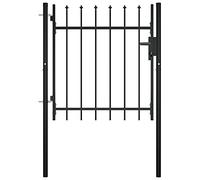 ADWOA Contemporary Black Garden Gate, 100x75 cm, Powder-coated Steel, High Galvanised Wrought Iron Metal Swing Gate