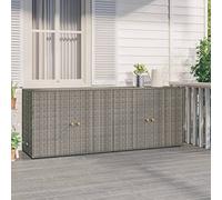 ADWOA Garden Storage Cabinet Grey 198x55.5x80 cm Poly Rattan,Wooden Garden Storage Shed Utility Gardener Cabinet, Tilted-felt Roof and Two Lockable Doors