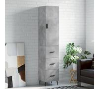ADWOA Highboard Concrete Grey 69.5x34x180 cm Engineered Wood,Sideboard Display Cabinet,Shelf Wooden Cupboard Living Room Storage Bookcase