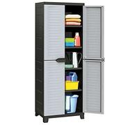 ADWOA Plastic Cabinet 65x45x181 cm,Tall Plastic Vertical Storage Cabinet, Garden Storage Cupboard, Outdoor Lockable Cabinet, Water Resistant Tall Cupboard, Garden Storage Box