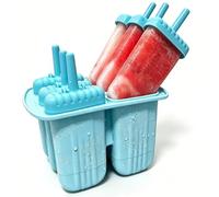 AdWon Ice Lolly Mould Silicone Reusable Popsicle Mold with Drip-Guard Sticks, 6 Cavity Easy Release Ice Pop Mould, Large Capacity Ice Pop Maker