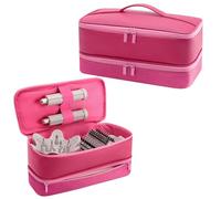 Adworte Hair Dryer Travel Carrying Case for Shark FlexStyle Speedstyle for Dyson Airwrap Hair Dryer Bag, Dual Layer Beauty Curlers Organizer Bag, flower butterfly lily:pink