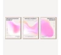 Adyggefy 3 Piece Pink Gradient Aura Energy Canvas Wall Art Trippy Positive Affirmations Room Aesthetic Posters Modern Minimalist Angel Number Spiritual Quotes Prints Paintings Decor 12x16in Unframed