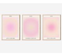 Adyggefy 3 Piece Pink Gradient Aura Spiritual Canvas Wall Art Trippy Positive Affirmations Room Aesthetic Posters Minimalist Open Mind Body Soul Energy Quotes Prints Paintings 12x16in Unframed