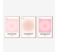 Adyggefy 3 Piece Pink Gradient Aura Spiritual Canvas Wall Art Trippy Positive Affirmations Room Aesthetic Posters Modern Minimalist Angel Number Energy Quotes Prints Paintings Decor 12x16in Unframed