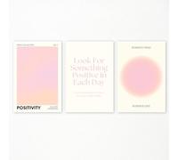 Adyggefy Pink Gradient Aura Angel Numbers Poster for Room Aesthetic 3 Piece 12x16in, Pastel Positive Daily Affirmation Quotes Canavs Wall Art Abstract Minimalist Print Painting for Bedroom Unframed
