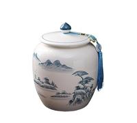 ADYHBFGT Storage Tank Ceramic Tea Jar Large General Jar White Porcelain Hand-painted Ceramic Jar Sealed Moisture-proof Pu'er Awakening Tea Jar Red Loose Tea Tea Storage Caddy