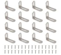 Adyoney 16Pcs 1-1/4" x 2" x 3/4" Silver L Brackets with Screws, Metal 90 Degree L Shape Bracket, Stainless Steel Adjustable Shelf Brackets for Shelves, Furniture (32x50x19mm)