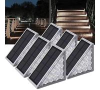 Adyos 6 Pack Solar Step Lights Outdoor, Outside Waterproof LED Deck and Stair Lights, Triangle Solar Powered Decorative Lighting for Garden & Patio & Porch & Yard & Pathway & Walkway (Cool White)