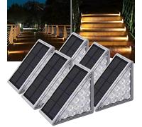 Adyos 6 Pack Solar Step Lights Outdoor, Outside Waterproof LED Deck and Stair Lights, Triangle Solar Powered Decorative Lighting for Garden & Patio & Porch & Yard & Pathway & Walkway (Warm White)