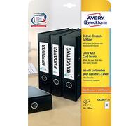 ADZ C32267-25 Card Inserts for Lever Arch Folder Spines by Leitz and Elba Non-Coated Micro-Perforations 170 g 54 x 190 m White 25 Sheets