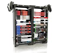 ADZ Universal Game Holder - 46 Game Storage Tower Rack for PS2 PS3 PS4 PS5 PSP Xbox 360 Xbox One Series X Wii Switch Games DVD and Blu-Ray Disks. Includes 2 Controller Mounts (Black)