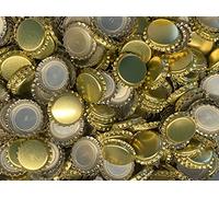 AE-Glas 25, 50, 100 or 125 Crown Caps Gold Unpunched - for Beer Bottles Lemonade Bottles and Sealing Any Standard Bottles, Gold, 100 Piece