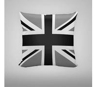 AE Linen Union Jack 100% Cotton Cushions with Geometric Designs | British Flag Vintage Style Bed, Sofa Cushions 18 x 18 (Black and Grey)