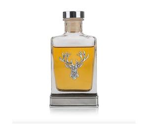 AE Williams Stunning Pewter Base Scottish Highland Stag Glass Standing Whisky Flask
