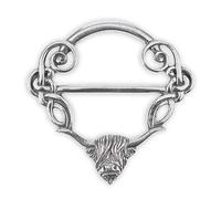 AE Williams Stunning Pewter Scottish Highland Cow Coo & Celtic Knot Interlace Scarf Sash Ring