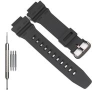 AE1500 Replacement Watch Band Compatible with Casio 3502 AE-1500 AE-1500WH WS-1500H WS1500 DW-291 Black Resin Strap Watch Accessories (Black strap Black buckle)