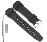 AE1500 Replacement Watch Band Compatible with Casio 3502 AE-1500 AE-1500WH WS-1500H WS1500 DW-291 Black Resin Strap Watch Accessories, Black strap Steel buckle, One Size, Minimalist