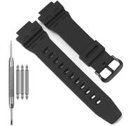 AE1500WH Replacement Strap Compatible with Casio AE1500 WS1500H WS-1700H DW-291 Resin Watch Band Bracelet，Black band black buckle