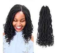 Aeagoo Senegalese Twist Crochet Hair 12 Inch 8 Packs Crochet Hair for Black Women Short Kids Crochet Hair Kinky Twist Crochet Braiding Hair with Curly Ends Rope Twist Crochet Hair (12 Inches, 1B)