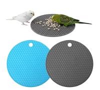 Aeaocvo 2 Pcs Bird Slow Feeder Mats, Bird Foraging Toys, Extend Eating Time, Birds Toy for Parakeet, Cockatiel, African Grey, Conure (Blue & Grey)