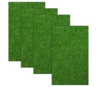 Aeaocvo 4 Packs Artificial Grass 6 x 10 Inches Fake Grass Decor Miniature Fairy Garden Grass Plastic Green Grass Mat Crafts for DIY Dollhouse