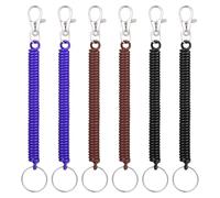 Aeaocvo 6 Pcs Spiral Retractable Spring Coil Keychain, Anti-Lost Stretch Cord Safety Key Chain, Key Leash for Purse with Metal Lobster Clasp for Wallet Chain, Keys, Cellphone