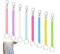 Aeaocvo 8 Pcs Retractable Spring Coil Keychain, Anti-Lost Stretch Cord Safety Key Chain, Key Leash for Purse with Metal Lobster Clasp for Wallet Chain, Keys, Cellphone 8 Color