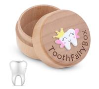 Aeaocvo Tooth Keepsake Box Lost Teeth Holder Wooden Tooth Fairy Box with 3D Carved Tooth, Souvenir Dropped Tooth for First Lost Teeth or Kids Boys and Girls Baby Shower