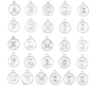 AebDerp 104Pcs Round Antique Silver Alphabet Charms Metal Letter Pendants for Jewelry Making, Necklace, Keychain, Earring, Bracelet Crafting, Personalized DIY Gift Supplies